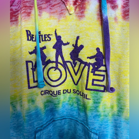 Women’s Large The Beatles LOVE Women's Tie Dye Pullover Hooded Sweatshirt - Picture 2 of 5